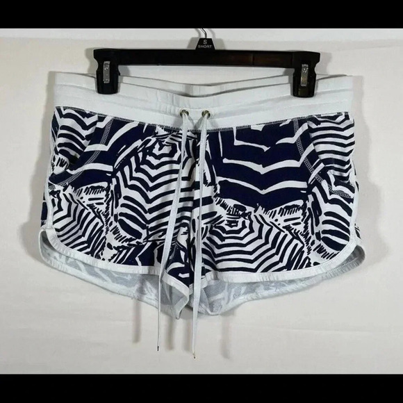 Women’s Lilly Pulitzer Blue White Elastic Waist Drawstring Shorts Size Small - Picture 1 of 5